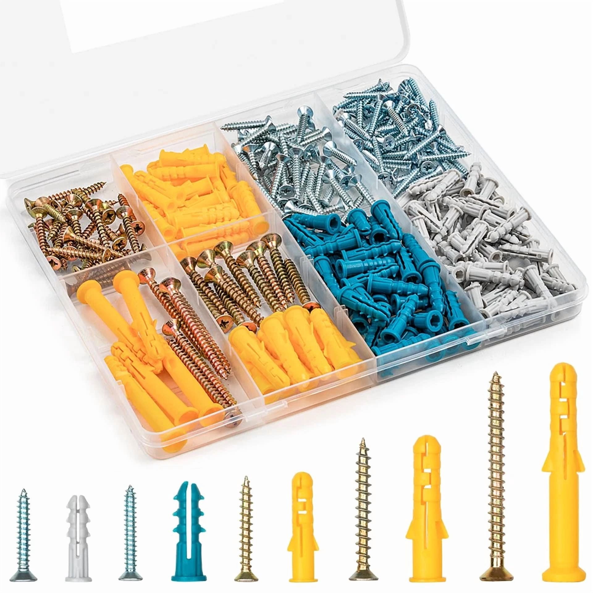 CIRCLE- Drywall Anchors And Screws Assortment Kit 270Pcs, 135 Plastic Dry Wall Anchor...