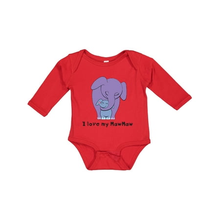 

Inktastic I Love my MawMaw Elephant Purple Blue Boys Long Sleeve Baby Bodysuit