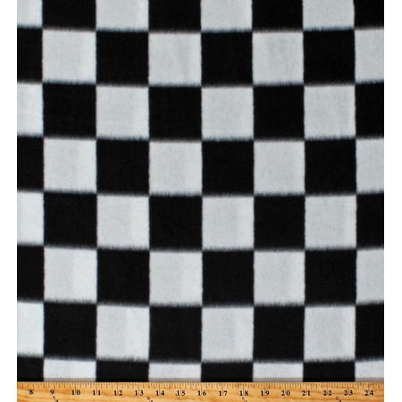 Racing Check Black and White Checks Checkered Squares Fabric Print by The Yard (A511.41)