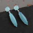 thumbnail image 6 of Femme Jam 925 Sterling Silver Natural Blue Chalcedony Designer Dangle Drop Earrings for Women, 6 of 8