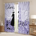 thumbnail image 2 of Feelyou Elegant Paris Girl Black Out Curtains, Chic Melody Music Curtains Pack of 2 (42x63 Each), Fashion Eiffel Tower Bedroom Curtains, Blackout Curtains Room Decor, 2 of 6