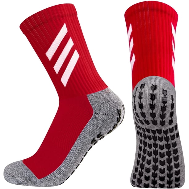 2 Pares Calcetines Deportivos Antideslizantes Rojos, 2 Pares Calcetines de Fútbol Antisudor y Transpirables Calcetines Deportivos para Hombre y Mujer Algodón 38/46 para Rugby, Baloncesto, Tenis, Fútbol Sailing Electrónica