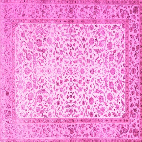 Ahgly Company Indoor Square Oriental Pink Traditional Area Rugs, 4' Square