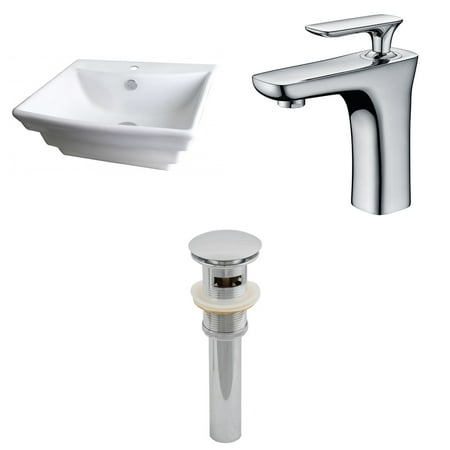 Rectangle Single Hole - American Imaginations 20-in. W x 18-in. D Rectangle Vessel Set In White Color With Single Hole CUPC Faucet And Drain