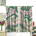 thumbnail image 3 of Boho Pink Green Curtains, Abstract Groovy Spiral Swirl Modern Waves Aesthetic Cute1970s Retro Print Window Drapes for Living Room Kids Bedroom 52x84in, 3 of 6