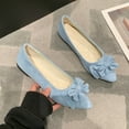 thumbnail image 2 of Light Blue Shoes For Women Casual Flats Pointed Toe Solid Color Flower Detail Comfortable Lightweight All-Match Leisure Outdoor Indoor Spring Fall Size 40, 2 of 9