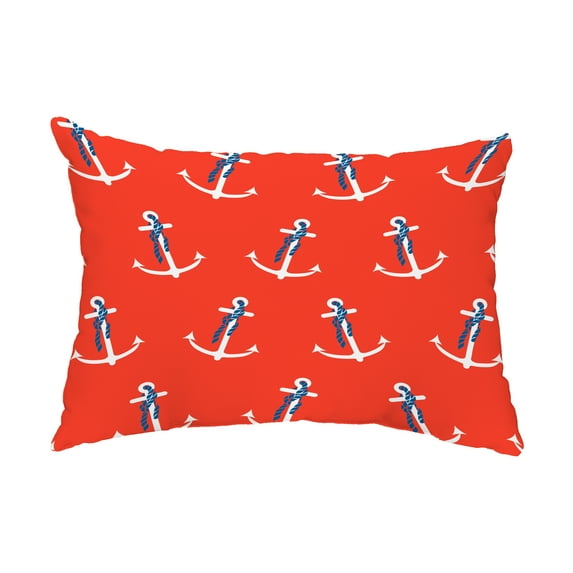 Simply Daisy, 14" x 20" Anchor Whimsy Orange Decorative Nautical Outdoor Pillow