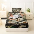 thumbnail image 4 of Castle Fairy Camo Frame Pike Fishing Graphic Twin Sheets 3pcs,Autumn Leaf Wild Game Hunting Layout Bedding,Olive Tan,1 Fitted Sheet,1 Flat Sheet and 1 Pillowcase, 4 of 6
