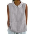 thumbnail image 2 of FDGIU Women's 2025 Summer Linen Shirts - Sleeveless Button Down Blouse, V-Neck Linen Tank Tops for Work/Casual, 2 of 5
