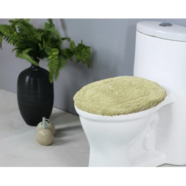 Home Weavers Hampton Crochet Collection 100% Cotton Tufted Bath Rug, Extra Soft and Absorbent Bath Rugs, Machine Washable bath rugs for Bathroom, 18"x18" Toilet Lid Cover, Green