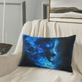 thumbnail image 4 of Plush Throw Pillow Covers, Blue Fire Cool Wolf Pillow Cases with Invisible Zipper, Breathable Microfiber Pillow Cases Standard Size for Sleeping Bedroom Sofa Living Room 20x30, 4 of 5