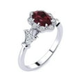 thumbnail image 2 of SuperJeweler 1 Carat Oval Shape Garnet and Halo Diamond Ring In Sterling Silver For Women, 2 of 6