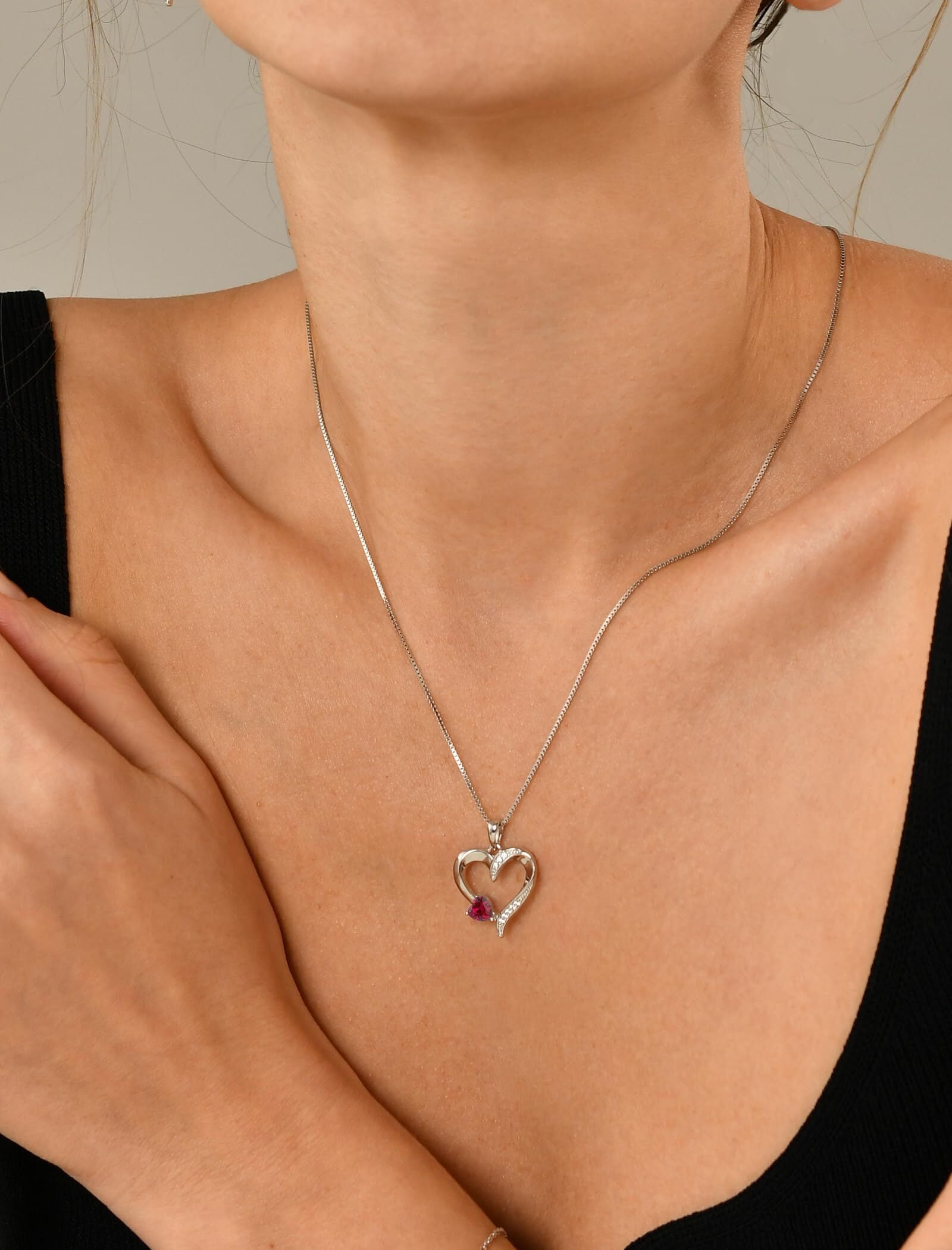 PYNZY Heart Necklace 925 Sterling Silver Love Heart Pendant