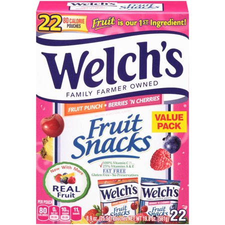 Welch's Fruit Snacks, Fruit Punch & Berries 'N Cherries, 0.9 Oz, 22 Ct