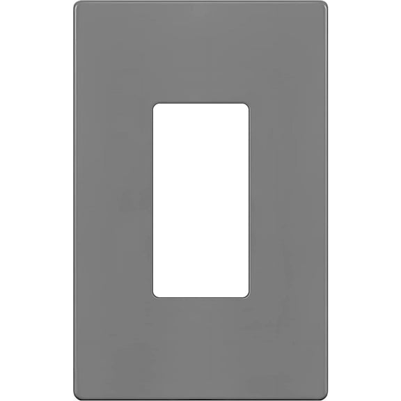 ENERLITES Screwless Decorator Wall Plate Child Safe Outlet Cover, Gloss Finish, Medium Size 1-Gang, Unbreakable Polycarbonate Thermoplastic, SI8831M-GY, Gray