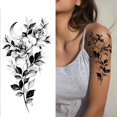 thumbnail image 4 of Pegatinas de tatuaje de piel de flor de Rosa temporal y extraíble, tatuajes de flor para cuerpo, pierna, brazos, cuello, espalda, 4 of 4