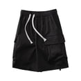 thumbnail image 5 of HOOMEUMY Mens Cargo Shorts Lightweight Solid Color Summer Comfy Elastic Waist Baseball Basketball Short Pants with Pockets Black L, 5 of 9