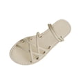 thumbnail image 2 of Xdegoge Women's Strappy Flat Sandals Gladiator Criss Cross Open Toe Summer Slide Shoes Casual Beach Vacation Daily Walking Footwear, 2 of 9