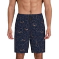 thumbnail image 1 of Balery Copper-Gold Gloss Outline Lily Flower Pantalones cortos de pijama de punto de algodón para hombre con cinturilla y bolsillos-X-Large, 1 of 6