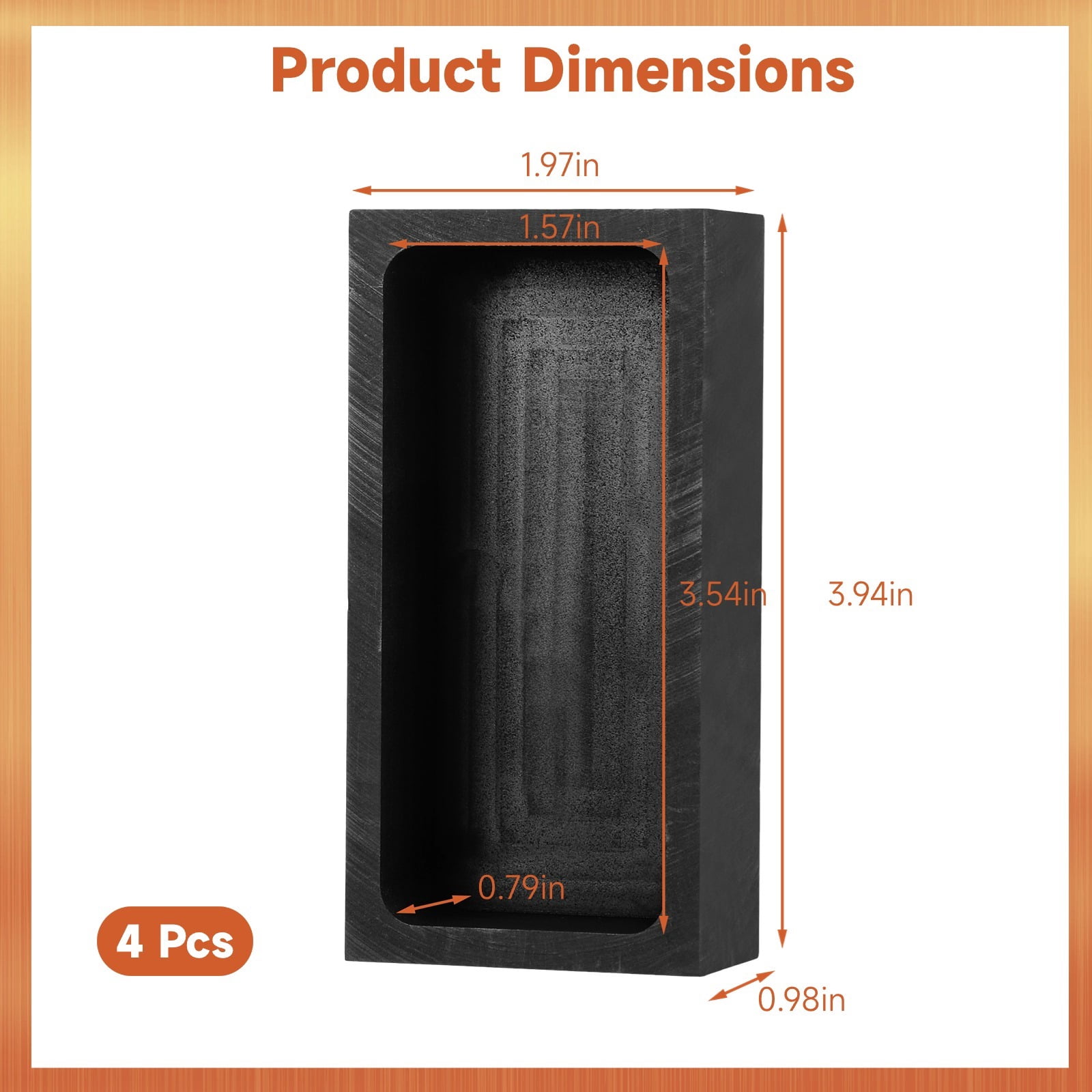 4 Pcs Graphite Ingot Moulds, 1kg/2.2lbs Metal Melting Refining Tools, Crucible Ingot Casting Molds for Gold, Silver, Aluminum, Copper Brass