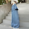 thumbnail image 6 of Girls Wide Leg Denim Jeans, Trendy Straight Leg Wide Leg Pants Zipper Ruffled Hem Back Pants with Pockets for Girls, 6 of 7