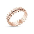 thumbnail image 2 of 1/6 Carat Round Cut White Natural Diamond Trendy Leaf Wedding Band Ring In 14K Rose Gold Over Sterling Silver (Clarity : I2-I3, Color : I-J, 0.17 Cttw) Ring Size-6.5, 2 of 3