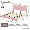 thumbnail image 5 of Bestier King Platform Bed with Adjustable Storage Headboard Shelf, LED Corduroy Upholstered Bed Frame, Pink, 5 of 9