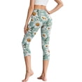 thumbnail image 2 of SCRAWLGOD Daisy White Green Capri Yoga Pants for Women Slim Casual High Waisted Capri Leggings with Pockets Breathable Non See Through Tummy Control Yoga Pants, XXL, 2 of 7