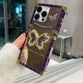 thumbnail image 6 of Glitter Kickstand Case for iPhone 17 Pro Max,Cute Luxury Bling Sparkly Diamond Butterfly with Foldable Stand Elegant Mirror Shockproof Women Girls Protective Case for iPhone 17 Pro Max,Purple, 6 of 14