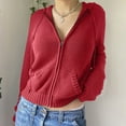 thumbnail image 4 of Women's Zip Up Cropped Hoodie Jacket Long Sleeve Ribbed Knit Pullover Sweater, 4 of 5