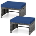 thumbnail image 1 of Gymax 2 Pieces Patio PE Rattan Ottomans with Soft Zippered Cushions for Deck Navy, 1 of 9