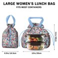 thumbnail image 5 of Pioneer Flower Drawstring Lunch Bag Women - Drawstring Lunch Bag Insulated for Work Office - Stain-Resistant Large Lunchbags for Women with Multi-Pockets, 5 of 6