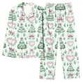 thumbnail image 5 of Womens Christmas Pajamas Bow Santa Print Long Sleeve Pajamas Sets Cute Christmas Pants 2 Piece Pj Set Pajama Party Loungewear Pj Set Soft Plaid Pants Sleepwear with Pockets, 5 of 5