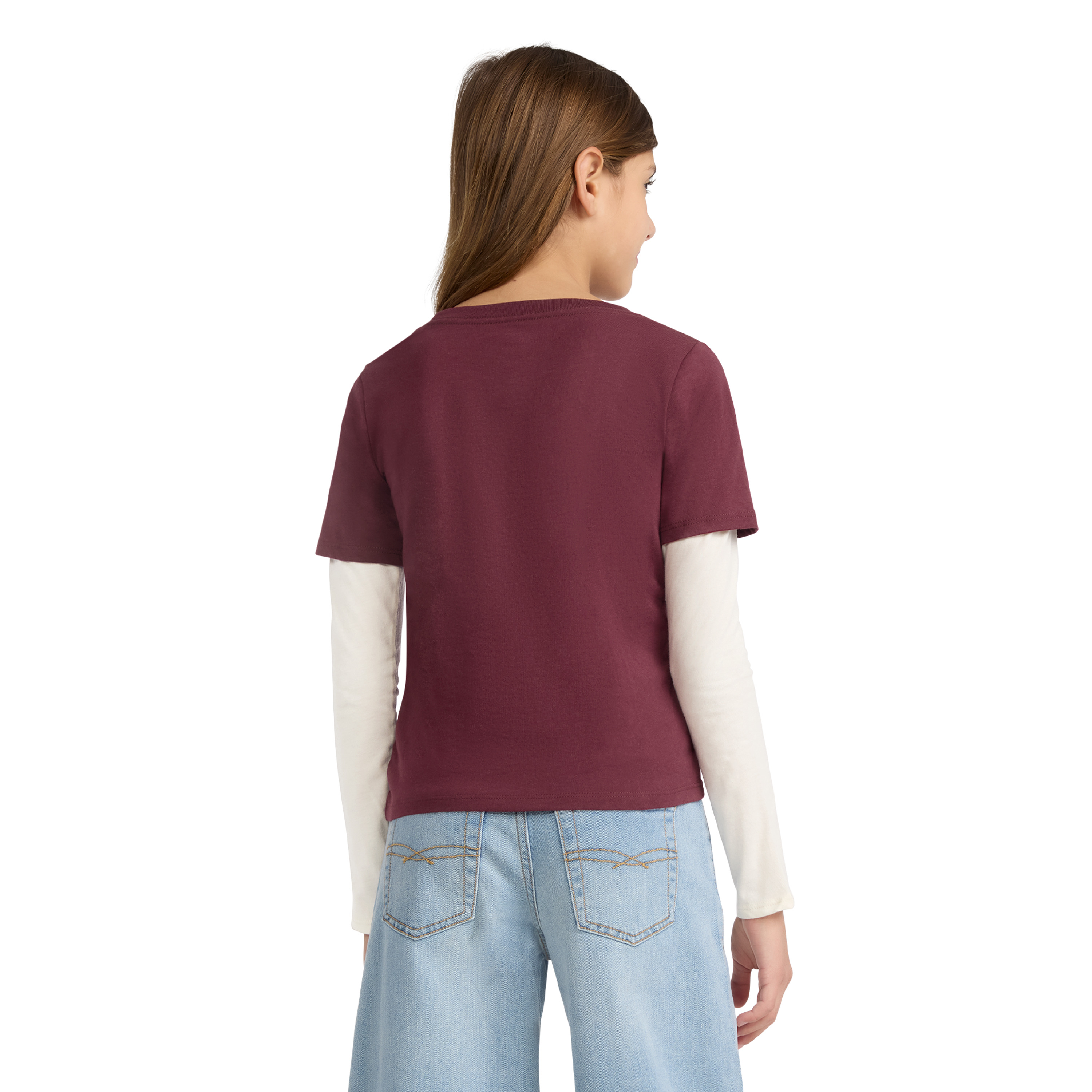 Levi Strauss Signature Girls Long Sleeve Two-fer Graphic Tee, Sizes 4-16
