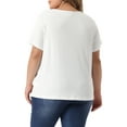 thumbnail image 3 of Unique Bargains Women's Plus Size Basic Top Short Sleeve Metal Chain Front T-Shirts 4X White, 3 of 6