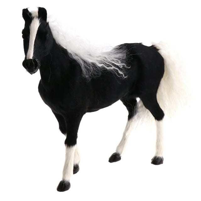 Simulation Plush Stuffed Black Horse Animal Decor Furnishings Ornament