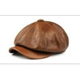 thumbnail image 7 of CoCopeaunts Newsboy Cap Retro Octagonal Leather Hat Winter Men's Cowhide Leather Beret Tongue Cap Snapback Caps, 7 of 7