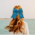 thumbnail image 3 of Motique Accessories Jumbo Hair Bow Clip with Tails for Child Girls - Turquoise, 3 of 4