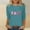 Blue, variant on Women's Christmas Shirts 2024, Fashion 3/4 Sleeves Round Neck Xmas Tree/Snowflake Tees Shirt Loose T-Shirts Blouse Tops Khaki L