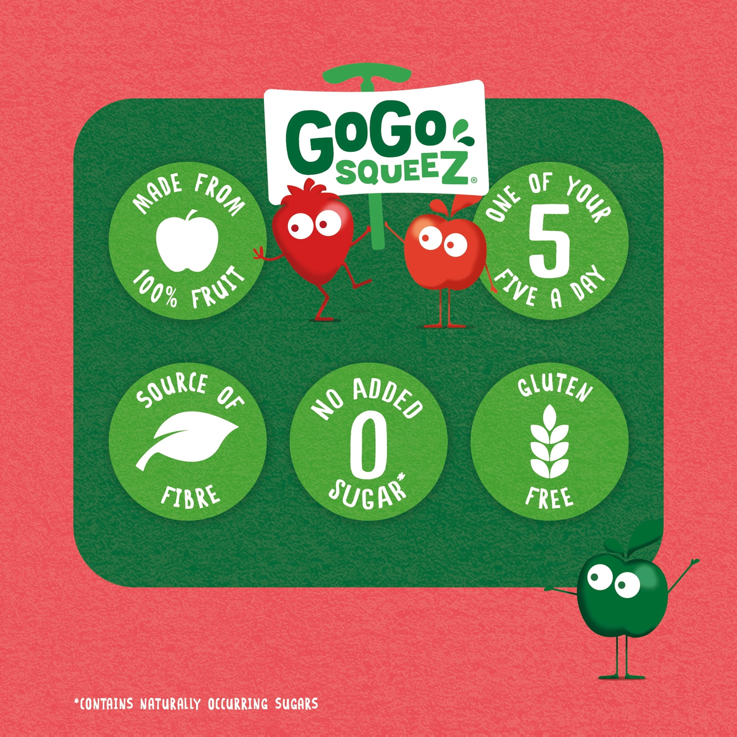 Gogo Squeez Fruit Snack Apple Strawberry 4X90g, Imported from Britain