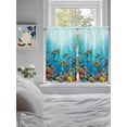 thumbnail image 3 of Ocean Sea Turtle 2 Panel Kitchen Curtains for Windows, Blue Coastal Fish Coral Jellyfish Marine Life Bathroom Privacy Curtain, Home Décor Window Treatment for Bedroom/Living Room 55"x45", 3 of 6