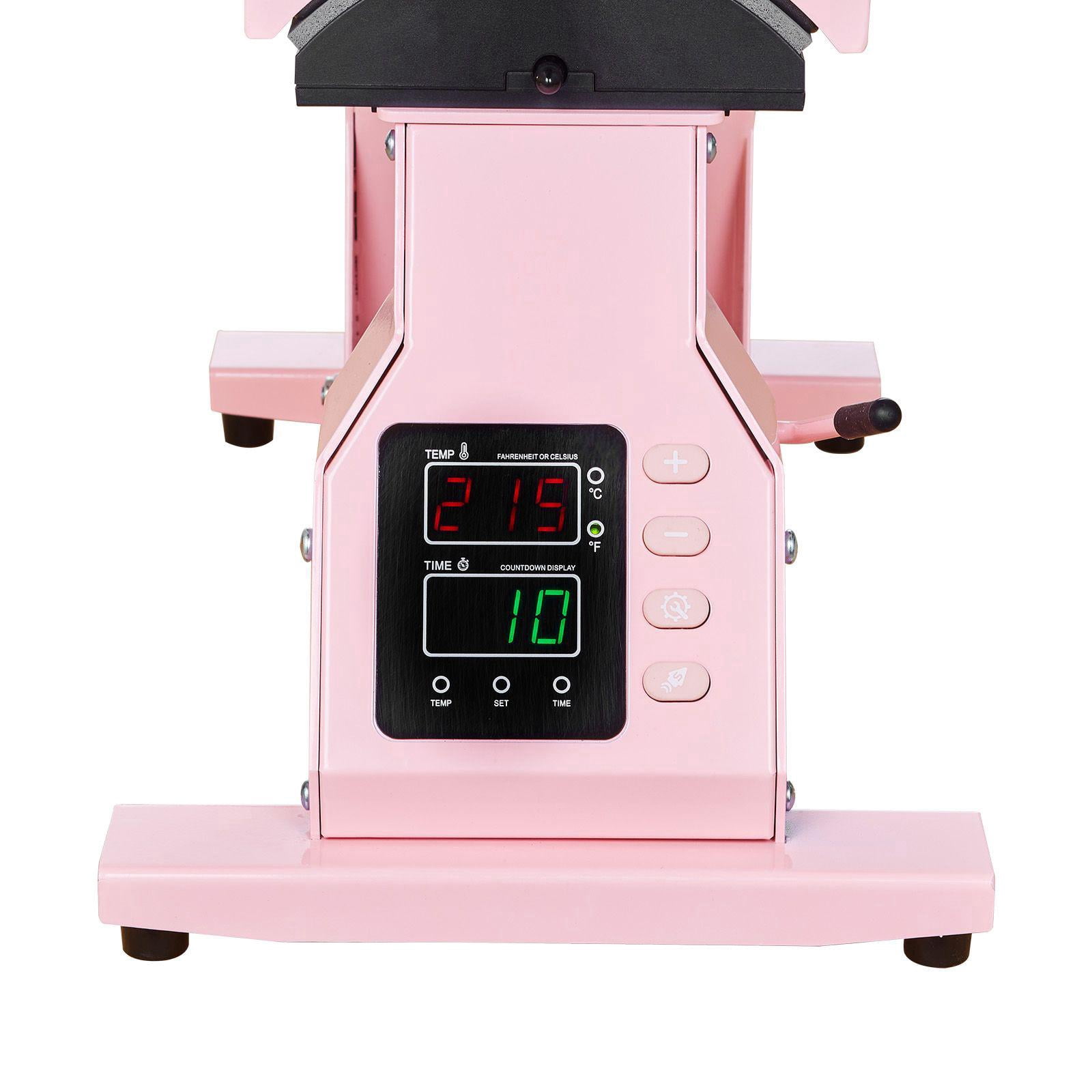 Pink Hat Heat Press with Interchangeable Plates for Hats Headbands Cuffs Masks Heat Transfer Sublimation Printing