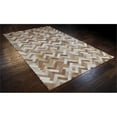 thumbnail image 2 of Bashian 120x168" Contemporary Hair on Hide Leather Area Rug in Camel, 2 of 6