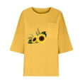 thumbnail image 3 of Birdeem Chemise Imitation Coton et Lin pour Femmes Manches 3/4 Col Rond T-Shirt Ample Décontracté Léger et à la Mode Haut d'Été, 3 of 10