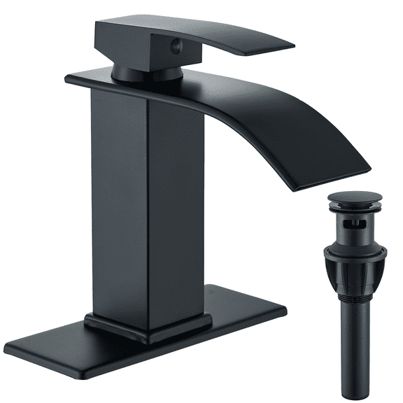 Zovajonia Single Handle Bathroom Vanity Sink Lavatory Faucet with Deck Plate Matte Black