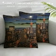 thumbnail image 3 of COMIO Decorative Throw Pillow Covers Skyscraper Blue Panoramic New York Skyline View by Night America City Cityscape Cloud Empire Square Cushion Case for Home Decor, 3 of 5