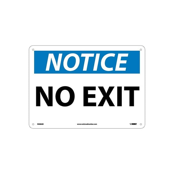 National Marker No Exit 10X14 .040 Aluminum Notice Sign N308AB