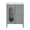 thumbnail image 2 of SogesHome 24-Inch Gray Bathroom Vanity with Sink - Solid Wood & MDF Cabinet with 2 Drawers, Door & Adjustable Shelf, 2 of 9