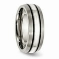 thumbnail image 4 of Two-Tone Titanium Silver Ring Band Wedding Sterling Silver, 4 of 6