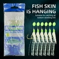 thumbnail image 2 of 6 Hooks Luminous Sabiki Rigs Saltwater Real Fish Skin String Hook Mackerel Feathers Fishing Lures Set Fishing Bait SIZE 13 5bags, 2 of 5
